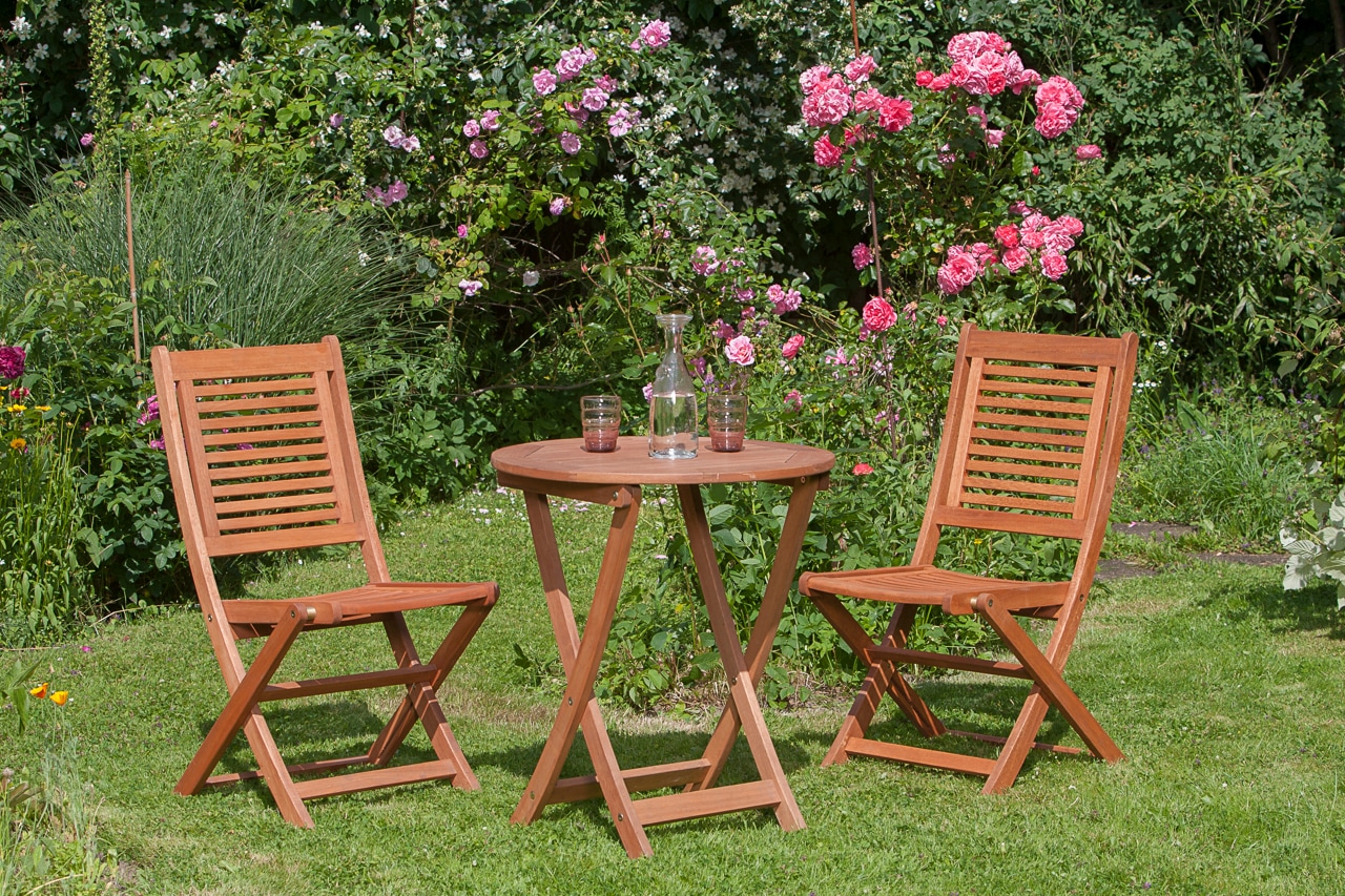 Garten-Essgruppe MERXX "»Cordoba«", beige (natur, natur, natur), Massivholz, Sitzmöbel-Sets, Tisch klappbar: Øx H: 65x75 cm