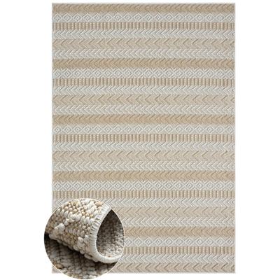 Teppich "Piazza Lagerräumung", beige (beige,cream), B:160cm H:8mm L:230cm, Polypropylen, MYFLAIR MÖBEL & ACCESSOIRES, Teppiche, modernes Design, gestreift, In & Outdoor geeignet, Balkon, Terrasse Image