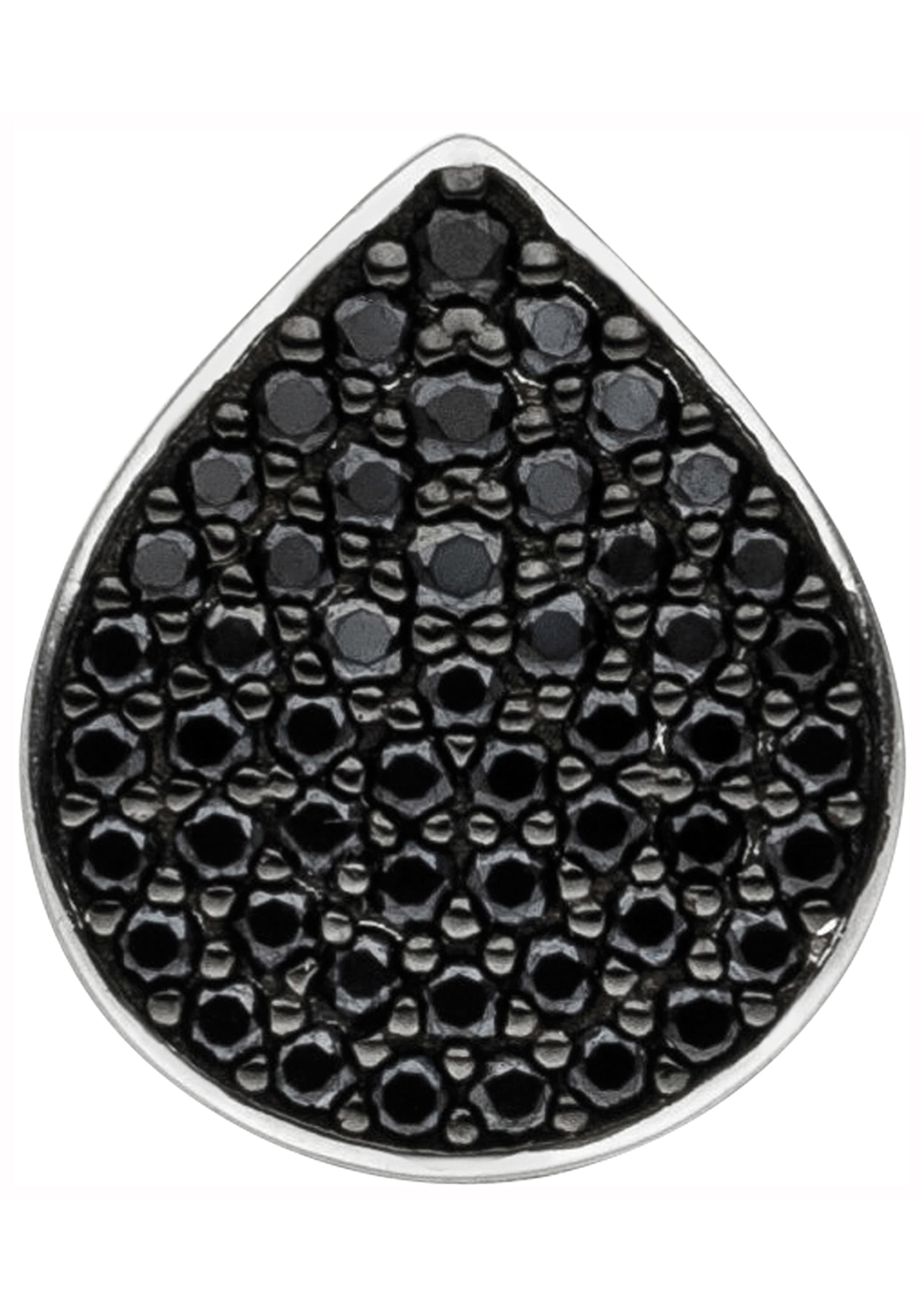 Kettenanhänger JOBO "Anhänger Tropfen", schwarz (schwarz, schwarz), Schmuckanhänger, Damen, Silber 925 (Sterlingsilber), Kettenanhänger, 925 Silber mit 51 schwarzen Zirkonia