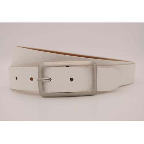 Ledergürtel ANNAMATONI, Damen, Gr. 105, weiß, Rindsleder, unifarben, casual, Gürtel, mit silberner Schließe