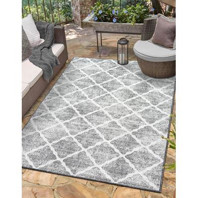 Teppich "Astral, LAGERRÄUMUNG", grau (grau,schwarz,cream), B:100cm H:6mm L:160cm, Polypropylen, MYFLAIR MÖBEL & ACCESSOIRES, Teppiche, modernes Rauten Design, Outdoor geeignet, Balkon, Terrasse Image