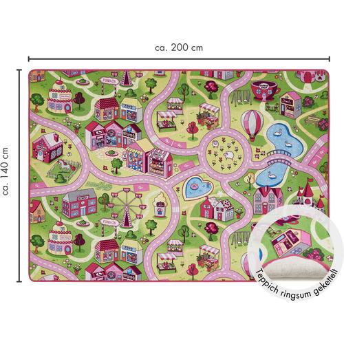 "Kinderteppich ANDIAMO ""Big City/Sweet Village"" Teppiche Gr. B/L: 200 cm x 300 cm, 7 mm, 1 St., pink Kinder Kinderzimmerteppiche"