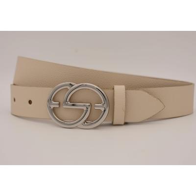 Ledergürtel ANNAMATONI, Damen, Gr. 100, beige (sand), Rindsleder, unifarben, casual, Gürtel, mit silberner Schließe Image