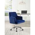 Office Chair, Ergonomic Office Chair Modern Computer Desk Arm Chair with Tufted Backrest,Executive Rolling Swivel Chair Height Adjustable Chairs for Home Office (Color : Blue Velvet+Chrome O