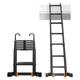 6.3m/5.9m/5.5m/5.1m/4.7m/3.9m/3.5m/2.7m/2.3m Tall Telescoping Ladder with Hooks, Portable Aluminum Black Telescopic Ladders With Stabiliser Bar, for Rooftop RV Attic Outdoor Indoor Use (3.5m/11