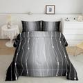 Erosebridal Black and Grey Bedding Full Gradient Ombre Comforter Set, Wave Lines Dots Down Comforter Aesthetic Geometry Bedding Comforter Sets Modern Abstract Duvet Insert Bedroom Decoratives 3-Piece