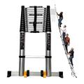 Durable Ladder Aluminum Telescopic Ladder W/Stabilizer Bar 5M/6M/7M/8M Tall Telescoping Ladder Non Slip Extension Ladder Telescopic Climb Ladder Load 330 Pounds(6.6M/21.6Feet)