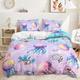 Double Duvet Set Purple Jellyfish Gold Bedding Double Bed Set Microfiber Soft Duvet Cover Double with Hidden Zipper Closure Duvet Sets Double Bed Double Duvet Cover+Pillow Cases 2 Pack(50x75cm)