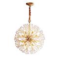 Crystal Chandelier Gold Firework Pendant Light Dandelion Shape Satellite Brushed Brass Hanging Light Fixtures for Bedroom Living Room Kitchen Island (18-Light/ 25.6")