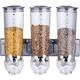 LIPUSE Cereal Dispenser, Barrel Grain Dispensers Wall Mounted Cereal Dispenser Three Barrels With Transparent Scale Rotary Switch Stainless Steel Top Cover for Cereal Dry Food