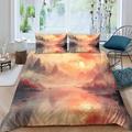 ZBOLI 3D Printed Sunset Landscape Duvet Cover with Pillowcase,Set for Boys Girls Adult Natural Scenery Bedding Bed,Microfibre Quilt Covers,All Season 3Pcs Comforter Cover Double（200x200cm）