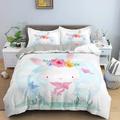 NUEYSP Double Duvet Cover Set White Rabbit Double Duvet Cover 110gsm Brushed Microfibre - Ultra Soft Cozy Hypoallergenic, Printed Quilt Cover 78.7" X 78.7" with Zip and 2 Pillowcases (19.7"x 29.5")