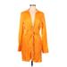 Zara Casual Dress - Mini Plunge Long sleeves: Orange Print Dresses - Women's Size Medium