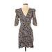 Zara TRF Casual Dress - Mini V Neck 3/4 sleeves: Brown Dresses - Women's Size Small