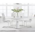 Venosa 120cm Round White Extending Dining Table With 6 Black Vigo Chairs