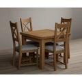 Hampshire 90cm Solid Oak Extending Dining Table With 6 Light Grey Natural Solid Oak X Back Chairs