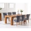 Sheringham 240cm Solid Oak Dining Table With 6 Grey Keswick Velvet Chairs