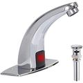 Touchless Bathroom Sink Faucet with Drain Stopper Overflow Chrome Automatic Sensor Temperature Solid Brass Motion Activated Bath Lavatory Basin Vanity Aerator One Hole Mixer Tap Touch-Free small gift