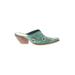 BCBGirls Mule/Clog: Slip On Stacked Heel Boho Chic Teal Solid Shoes - Women's Size 6 1/2 Plus - Almond Toe