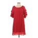 Indigo Rose Casual Dress - Mini Scoop Neck Short sleeves: Red Print Dresses - Women's Size Medium