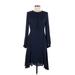 H&M Casual Dress - Fit & Flare: Blue Dresses - Women's Size 6