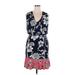 Eliza J Casual Dress - Mini V Neck Sleeveless: Blue Floral Dresses - Women's Size 14