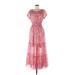 Kate and Lily Casual Dress - A-Line Scoop Neck Short sleeves: Pink Print Dresses - Women's Size 8