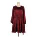 Lane Bryant Casual Dress - Mini Scoop Neck 3/4 sleeves: Burgundy Dresses - Women's Size 28 Plus