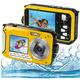 Annadue Waterproof Digital Camera, FHD 2.7K Video 48MP Image 16x Zoom 10ft Underwater Camera, Video Recorder Selfie Dual Screens, Waterproof Camera for Teenagers Beginners (Yellow)