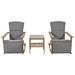 Outdoor PE Rattan Double Rocking Chairs Adjustable Double Chaise Lounge with Glass Small Coffee Table