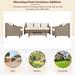 Outdoor 4-Piece PE Rattan Conversation Sofa Set with Pillows Garden UV Resistant Free Combination Sofa Set with Coffee Table