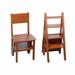 Brown Finish Solid Wood Folding Step Ladder Chair: Multifunctional Stool for Home, Kitchen, Library