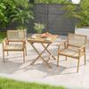 27.5 Inch Patio Bistro Table with Slatted Tabletop and Sturdy Wood Frame - Multi