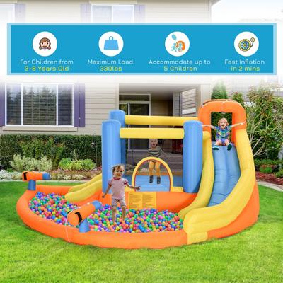 Inflatable Water Slide 5-in-1 Bounce House Water Park Jumping Castle