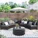 6 Pieces Outdoor Half Round Rattan Sofa Set w/Side Table & Round Table