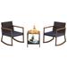 3 Pieces Rattan Rocking Bistro Set with Coffee Table and Cushions - 29" x 23" x 29.5" (L x W x H)