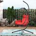 Hanging Egg Chair Hanging Basket Chair Hammock Chair with Stand, Red