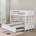 Twin over Pull-out Bunk Bed with Trundle, Wooden Bunk Bed Frame with Ladder, Pull-Out Multi-Functional Bunk Bed Can for 4 People