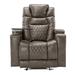 PU Leather Power Recliner with USB Charging Port and Swivel Tray Table, Hidden Arm Storage, Cup Holders, Home Theater Seating