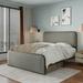 King Size Metal Platform Bed Frame with Curved Upholstered Headboard & Footboard Bed, Heavy Duty Metal Slats, Grey