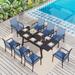 Outdoor Dining Set 7/9-Piece with Expandable Rectangular Metal Table and 6/8 Textilene Dining Chairs