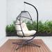 Outdoor Patio Wicker Folding Hanging Chair with Cushion and Pillow, Swing Hammock Egg Chair Hanging Swing Hammock Chair