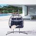 2 Person Wicker Swing Double Egg Chair with Stand, Hanging Egg Chair Hammock Chair Twins Basket Hanging Chair