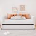 Slat Support Daybed Frame Twin Size Beige Sofa Bed with Trundle Bed