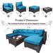 Garden Waterproof Conversation Sofa Sets with Blue Cushion PE Rattan Wicker Cushioned Sofa Sets with Square Coffee Table