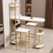 3 Pcs Bar Table and Chairs Set,Bar Height Dining Table Wood with Shelves,Glass Rack,Wine Bottle Rack,with 2 Bar Stools