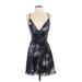 Fame And Partners Casual Dress - Wrap: Black Floral Dresses - Women's Size 4