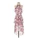 Express Casual Dress - High/Low High Neck Sleeveless: Pink Floral Dresses - Women's Size X-Small