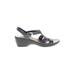 Clarks Heels: Black Print Shoes - Women's Size 7 1/2 - Open Toe
