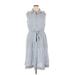 Anne Klein Casual Dress - Shirtdress Collared Sleeveless: Gray Print Dresses - Women's Size 16